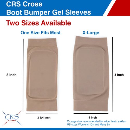 CRS Cross Boot Bumper Gel Sleeve. One Pair of Premium Padded Skate Socks to Cushion and Protect Achilles and Lace Bite. Two Gel Pads on each sleeve for Ice Skating and Hockey. (One Size Fits Most)