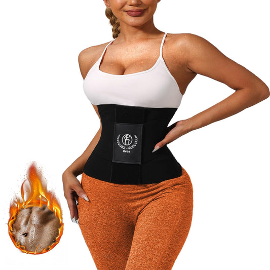 Iivos Waist Trainer Belt for Women Adjustable - Slimming, Workout, Back Support, Durable and Comfortable (Black, Large)