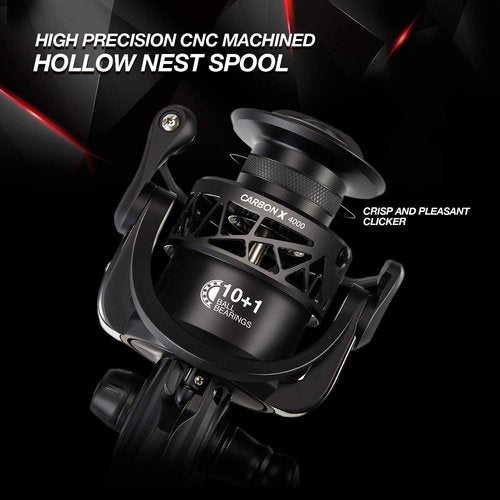 Piscifun Carbon X Spinning Reels, Light to 7.7oz, 6.2:1 High Speed Gear Ratio, Carbon Frame and Rotor, 10+1 Shielded BB, Smooth Powerful Freshwater Spinning Fishing Reel, 2000 Series