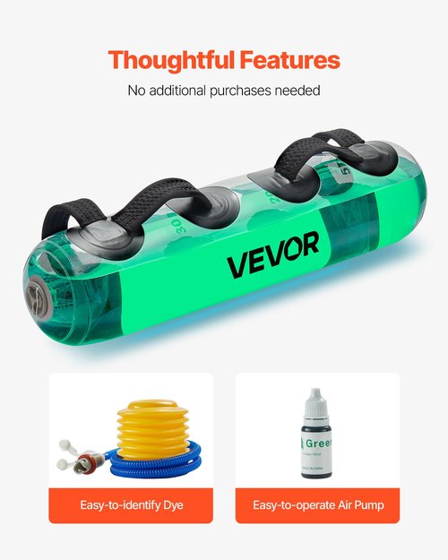 VEVOR Water Weights Aqua Bag, Large Aqua Bags for Workout, 50 lbs Adjustable Portable Stability Fitness & Full Body Exercise Equipment, for Strength Core and Balance Training, Home Gym Exercise, Clear