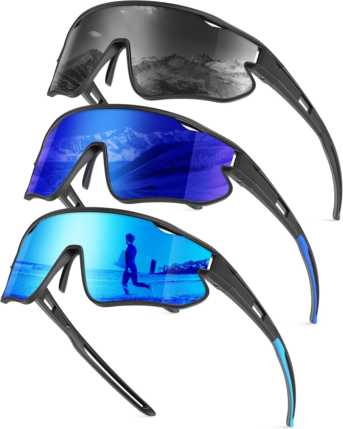KALIYADI Polarized-Sunglasses Men Polarized Cycling-Sunglasses: Sports Sun Glasses for Running Cycling UV400 Protection