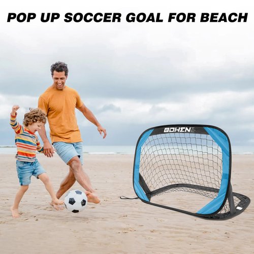BOHEN Pop Up Soccer Goals for Kids-Foldable Portable Soccer Net for Outdoor Indoor Backyard Beach(3.3x2.2FT)