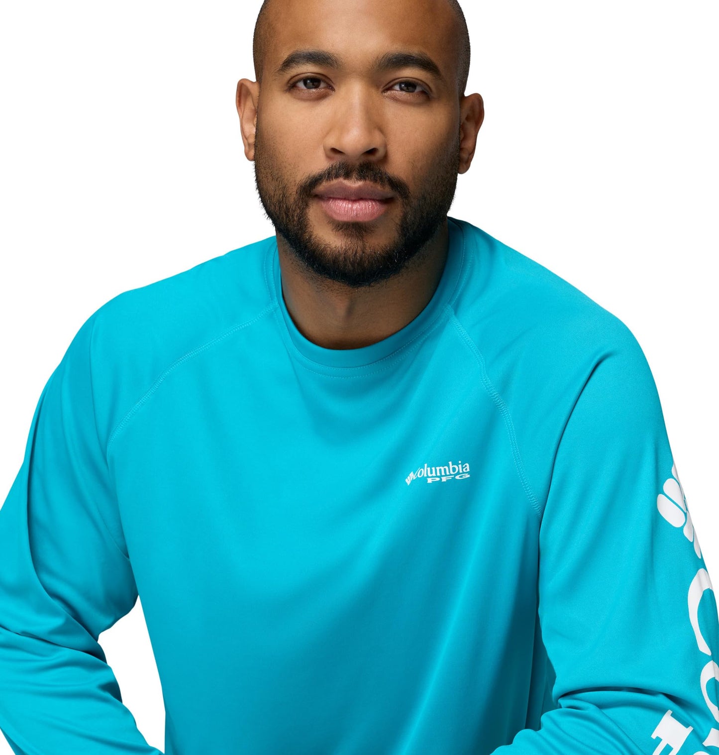 Columbia Men's PFG Terminal Tackle Long Sleeve Fishing Shirt, Ocean Teal/White Logo, 2X