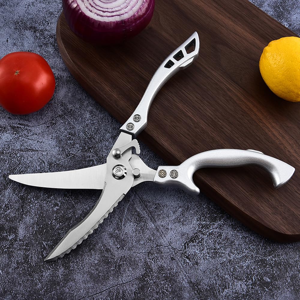 Duty Stainless Steel Kitchen Scissors – Professional Cooking & Poultry Shears, Ideal for Bones, Turkey, Meat, Fish and Vegetables, 1-Pack