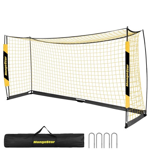 MangoStar Soccer Goal, 12X6 FT Soccer Goals for Backyard Portable Net Collapsible Metal Base, Quick Setup Soccer Net for Indoor Outdoor Practice Training with Carry Bag
