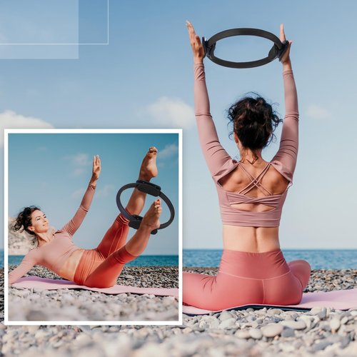 Syhood 6 Pcs Pilates Ring 11.81 Inch Pilates Circle Yoga Ring Magic Lightweight Flexible Workout Equipment for Fitness Physical Therapy Resistance Exercise Arms Legs(Black)