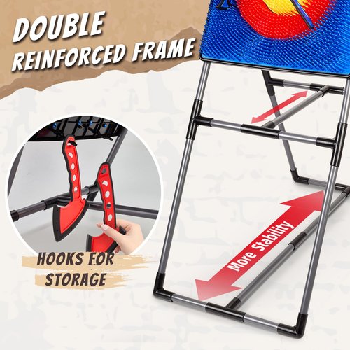 Axe Throwing Game for Backyard, Axe Throwing Target Set Games with 6 Throwing Axes & 6 Dart Bristle Target, Outdoor Indoor Yard Game for Youth Kids Activity Carnival Games for Age 3-12