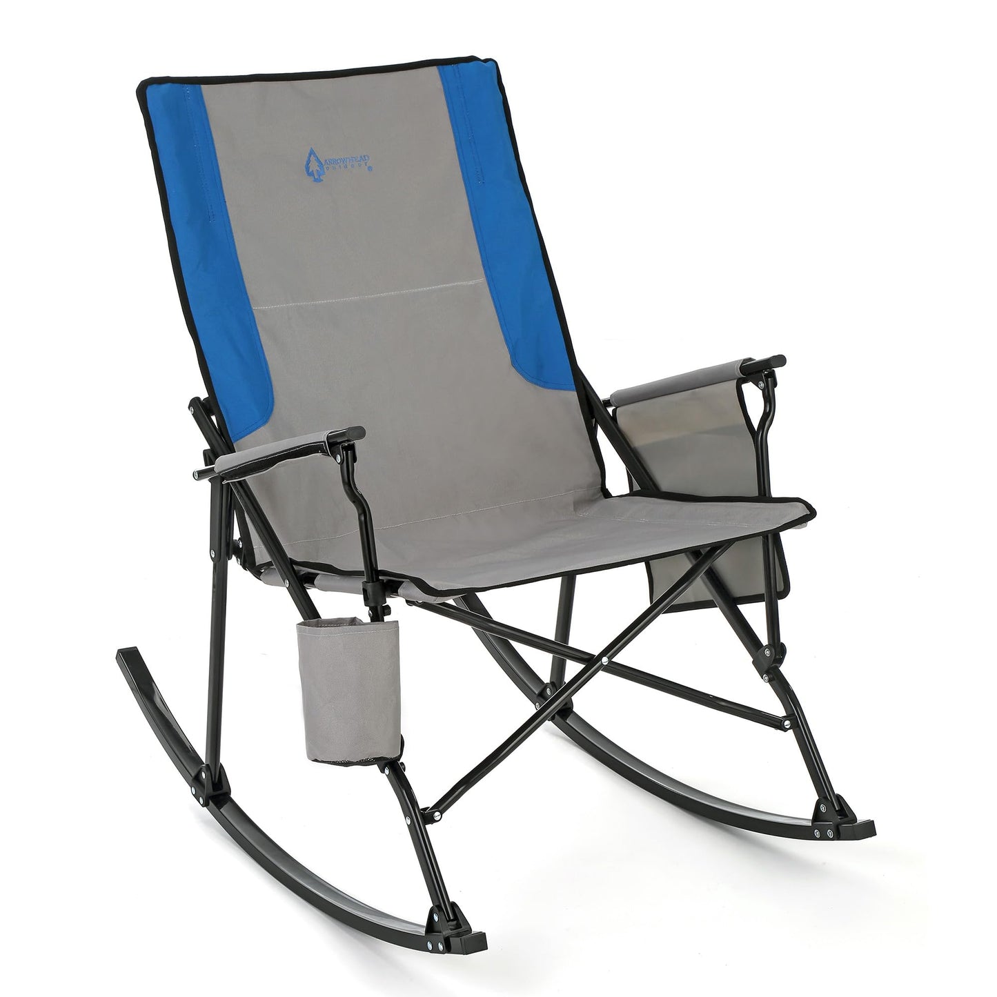 ARROWHEAD OUTDOOR Foldable Rocking Camp Chair, Large Cup Holder