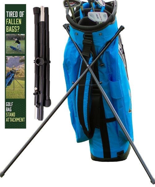 Golf Bag Stand Attachment Foldable Legs Only | Portable Attachable Stand | Legs Only | Golf Gifts for Mens Golfer Accessories | Preventing Cart Bag Falls & Club Damage (Black)