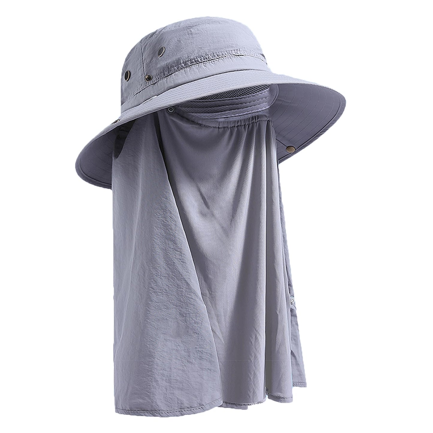 PLCWSCFV Sun Bucket Boonie Hats for Men Waterproof Wide Brim Detachable Neck Flap Face Cover UPF 50+ Packable UV Protection Breathable Fishing Hiking Beach Garden Hat Light Gray Medium Large