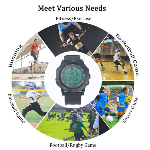 Pro Soccer Coach Watch - 100-Lap Memory Stopwatch with Countdown Timer & Silent Mode, 3-Line Backlit Display for Referees/Players, 12/24H Clock + Alarm On/Off Sports Watch