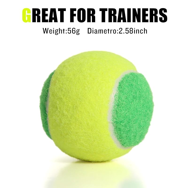 Kids Tennis Balls - Low-Compression Training Balls for Beginners 12-Pack Green