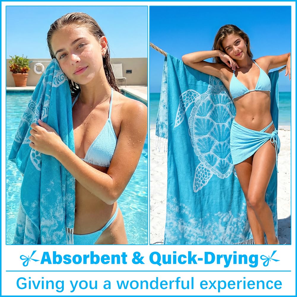 Vikumond Oversized Turkish Beach Towel Blanket XXL Cotton Sandproof Towels Boho Woven Extra Large Big Sand Free Giant Throw Blankets Huge Quilt XL Picnic Camping Necessities Cloud for Adult Gifts