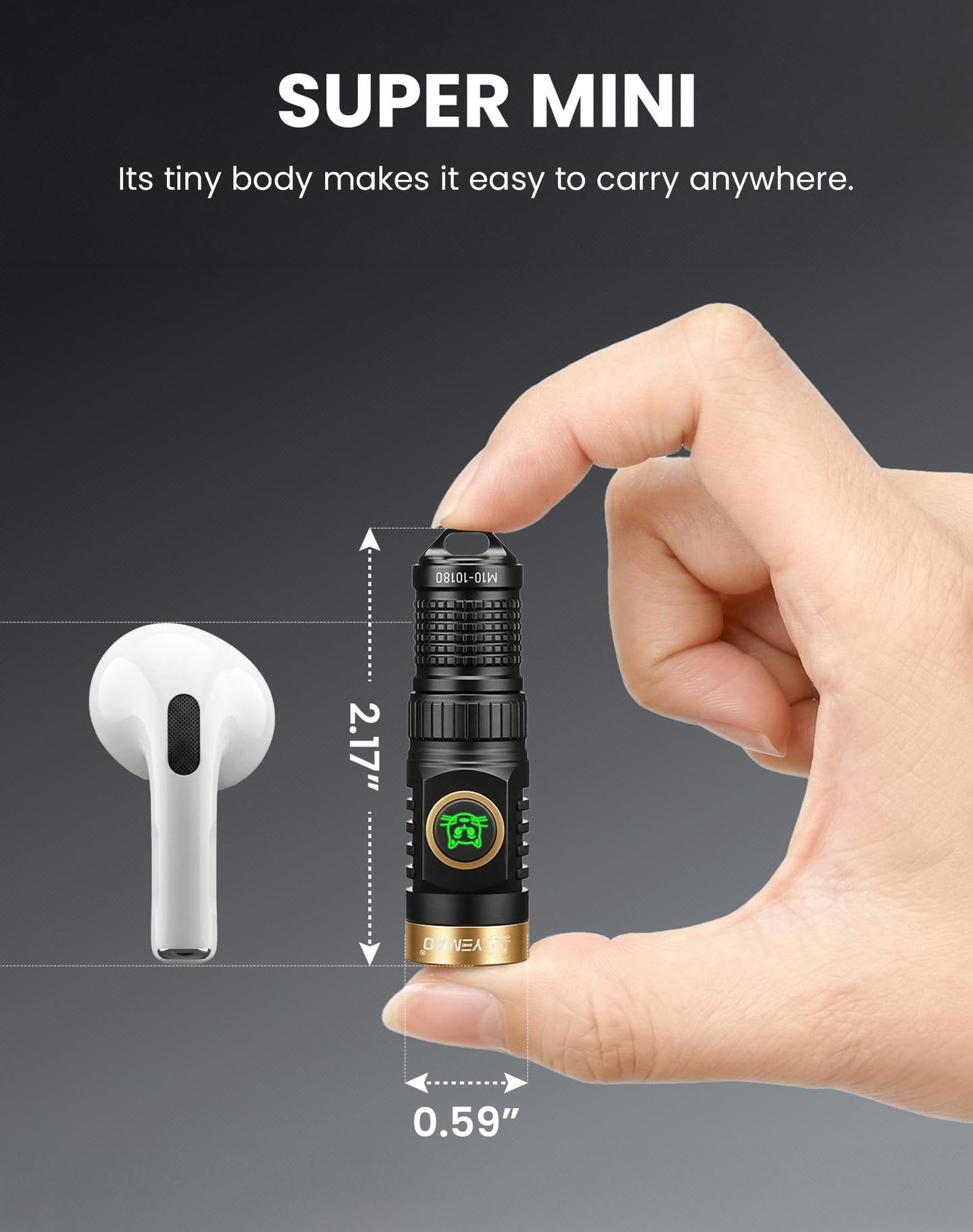 Yemao Rechargeable Keychain Flashlight with Chain, 600 Lumens Mini LED Flashlight,Small EDC Light Easy take with Pocket or Attach to Keyring, Bag, for Everyday Carry and Emergency(Mini)