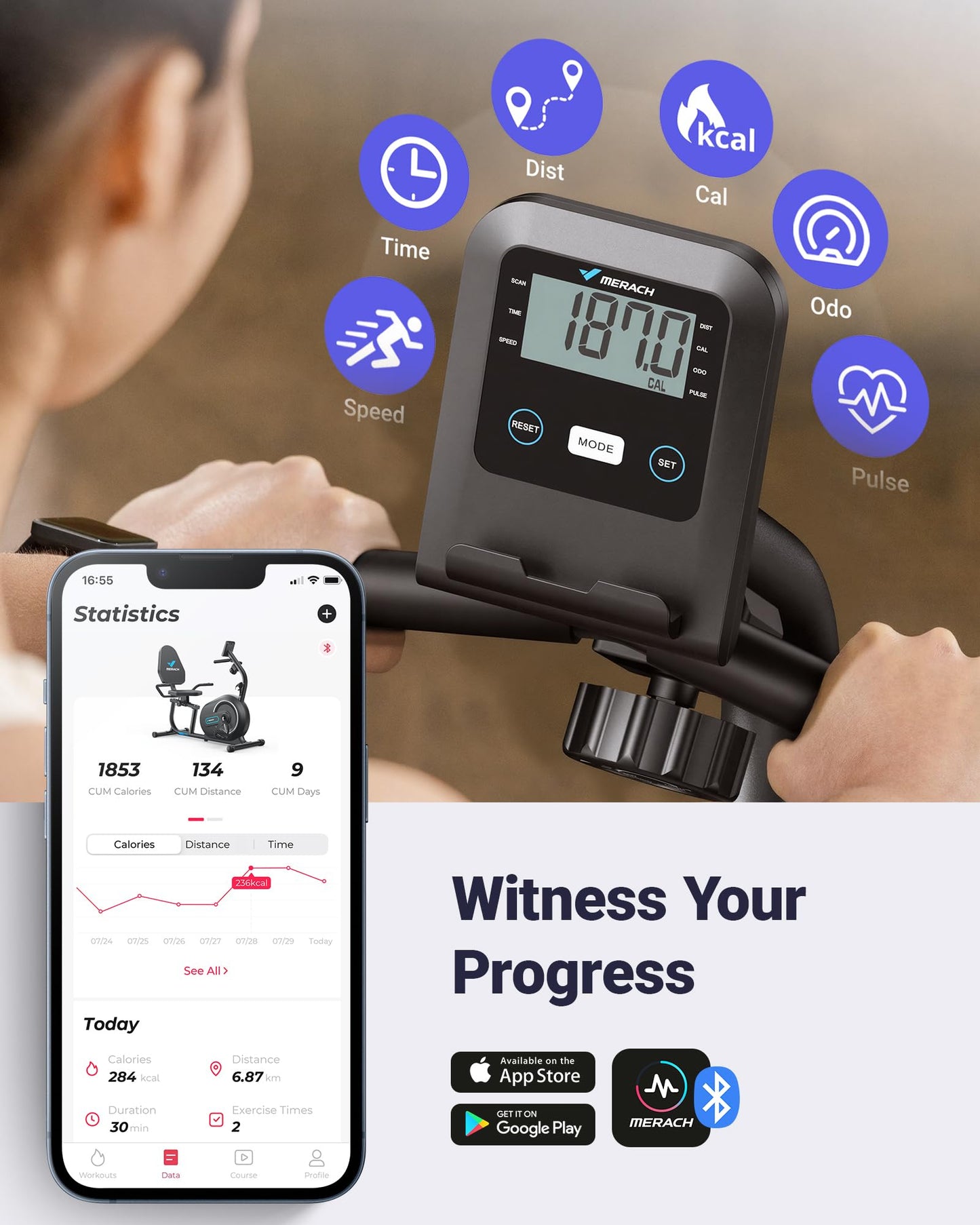 MERACH Recumbent Exercise Bikes for Home with Smart Bluetooth Equipment Exercise Bikes App,LCD,Heart Rate Handle Stationary Bikes for Home, Magnetic Recumbent Exercise Bike for Seniors Gym S08/S23