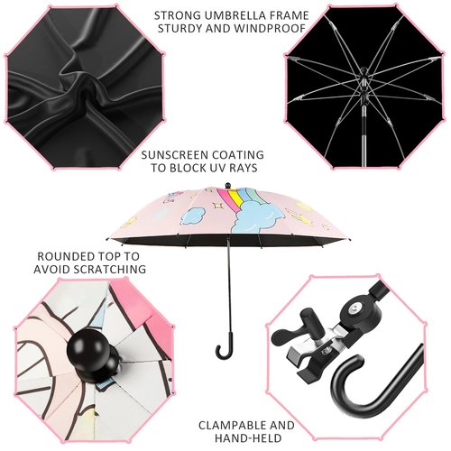 BUSYSIR 2 Pack Kids Camping Chair - Kids Beach Chair with Umbrella - Foldable Storage Cup Holder Durable, wear-Resistant, Non-Slip, Lightweight Design for Beach, Patio, Outdoors, Lawn (Pink+Blue)