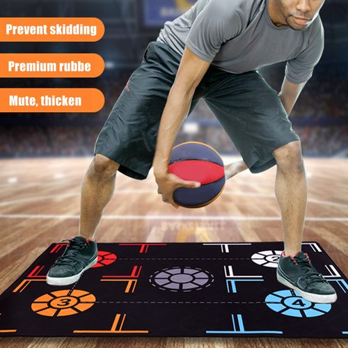 Alomejor Non Slip Dribble Silent Basketball Footstep Rubber Training Mat with Point Reminder for Immersive Training at Home