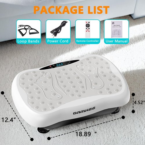 Damkee Vibration Plate Exercise Machine, Vibrating Equipment for Weight Loss and Lymphatic Drainage Massager, 3D Waver Exerciser for Fitness, Full Body Workout Shake Board with 120 Adjustable speeds