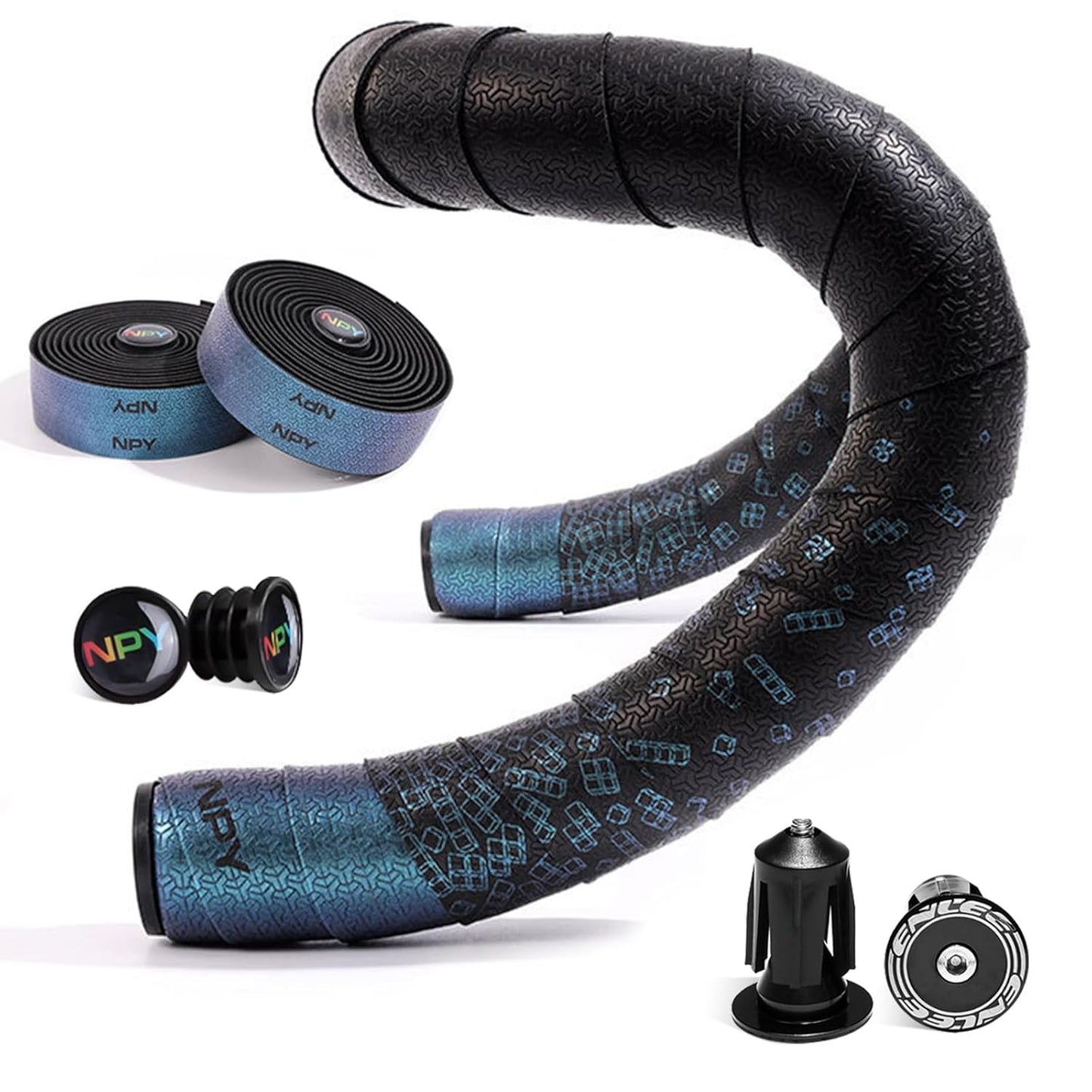 2pcs Bicycle Bar Tape, Bike Handlebar Tape, Road Bicycle Handlebar Tape, Cycling Grip Tape, with 4pcs Handlebar End Plugs, Soft Comfortable, Wear Resistant, Black