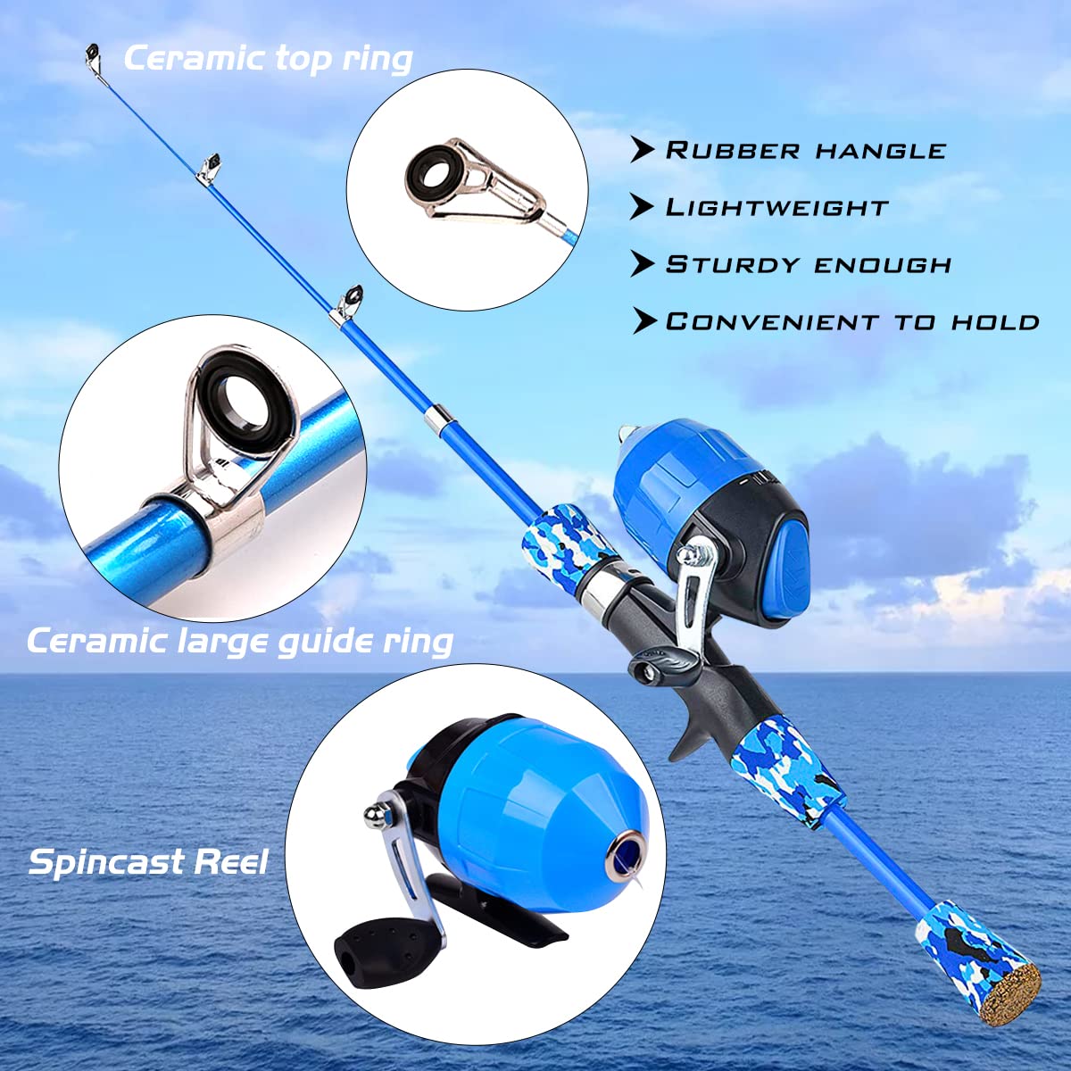 Kid's Portable Telescopic Fishing Rod and Reel Combo with Tackle Box, Bucket, and Net - Perfect Fishing Gift for Boys, Girls, Youth Beginners