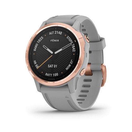 Garmin Fenix 6S Sapphire, Premium Multisport GPS Watch, Smaller-Sized, features Mapping, Music, Grade-Adjusted Pace Guidance and Pulse Ox Sensors, Rose Gold with Gray Band (Renewed)