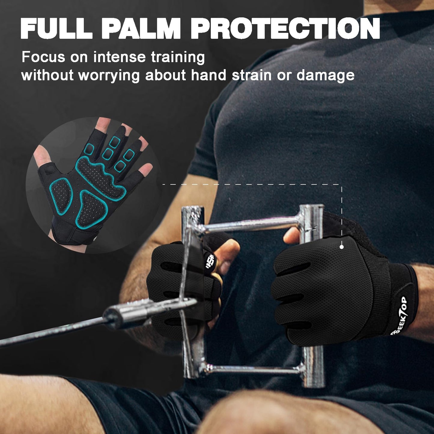 Seektop Breathable Workout Gloves Full Palm Protection for Women & Men