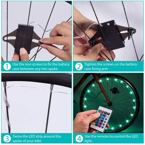 Waybelive 2 Pack LED Bike Wheel Light, Remote Control Bicycle Tire LED Light, Wheelchair Light, 16 Color Change by Yourself, Waterproof, Super Bright to Ride at Night, Good Gift for Kids(2 Tires)
