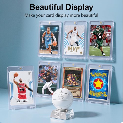 SAMYUCHO 15ct Magnetic Card Holder, 55pt One Card Touch Holders for Trading Cards, U-V Protection Card Display Case Protectors Sleeves Hard Plastic Cover for Sports Game