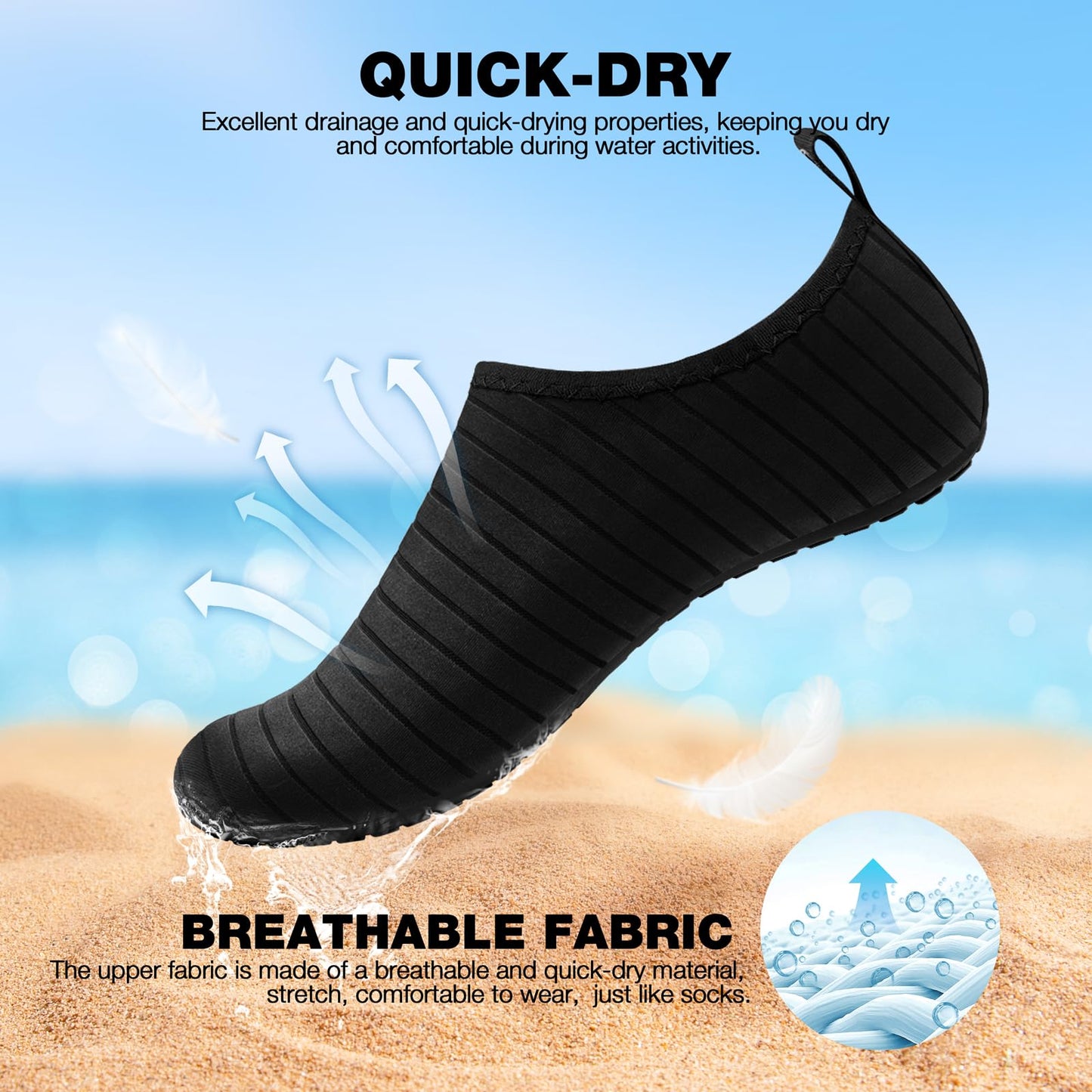 SIMARI Water Shoes for Women Men Aqua Socks Swim Surf Beach Barefoot Yoga Travel Camping Essentials Kayak Boat Accessories Quick-Dry Non Slip Adult Youth SWS002