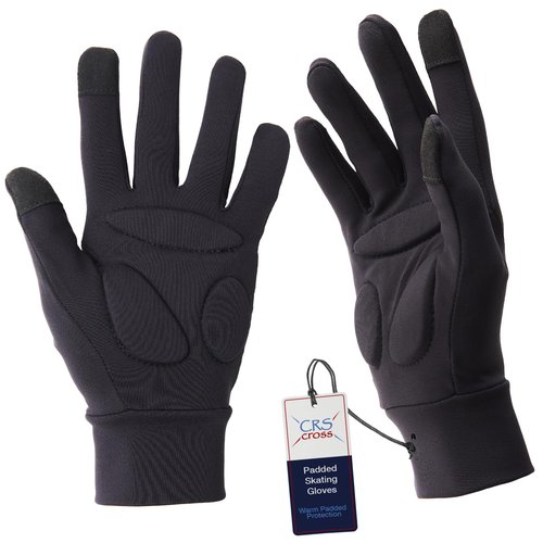 CRS Cross Padded Ice Skating Gloves. Warm Padded Protection for Figure Skating Testing, Practice, Dance Competitions, Roller Skaters and Cheerleading. (Black, Ladies Small/Medium)