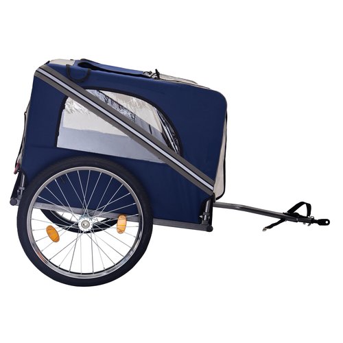 HXUHUWS Safe and Comfortable Dog Bike Trailer, Mesh Pet Carrier with 3 Entrances, Folding Design, 20-Inch Wheels, Blue-Gray