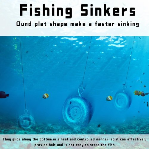 Pfeibk Fishing Weights Sinkers Disc Sinkers, Coin Fishing Sinkers Surf Fishing Weights Saltwater Bottom Fishing Trolling Catfish Weights, Heavy Fish Weight 1oz 2oz 3oz 4oz 5oz (10pcs 1oz)