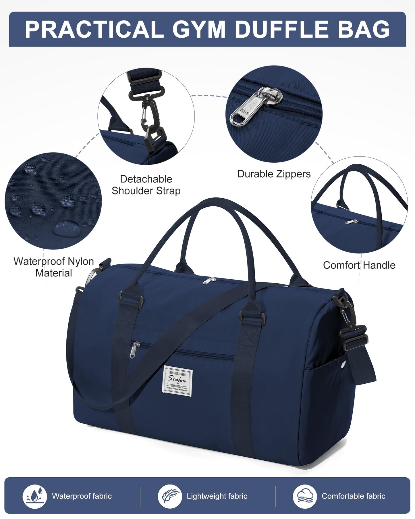 Gym Bag Womens Mens with Shoes Compartment and Wet Pocket Travel Duffel Bags for Women for Plane Sport Gym Tote Bags Swimming Yoga Waterproof Weekend Overnight Bag Carry on Bag Hospital Holdalls