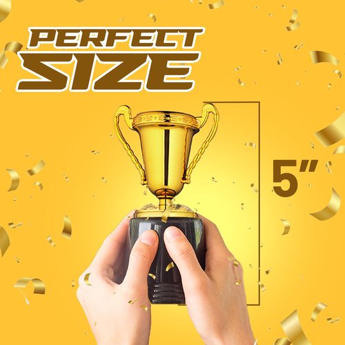 Gold Trophy Award Cups - Pack Of 12 Bulk 5 Inch Plastic Gold Mini Trophies For Party Favors, Props, Rewards, Trophy Cup Competitions Winning Prizes For Kids Choice Awards And Trophies And Adults