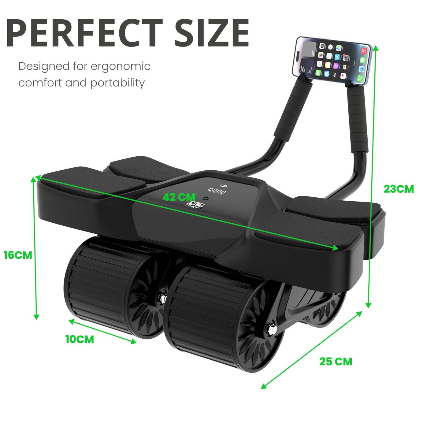 2025 New 4-Wheel Abdominal Roller with Elbow Support : Latest Upgraded High-Performance Exercise Machine With Automatic Rebound, Multi- layered Anti-Slip Design with Calorie Counting LCD Screen (Set of 13)
