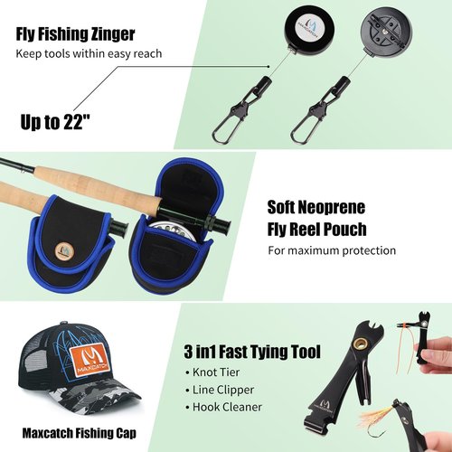 M MAXIMUMCATCH Maxcatch Extreme Fly Fishing Combo Kit 3/5/6/8 Weight, Starter Fly Rod and Reel Outfit, with a Protective Travel Case (5wt 9‘0“ 4pc Rod,5/6 Reel)