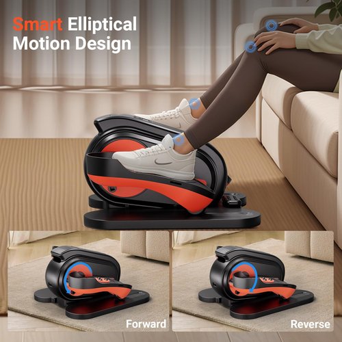GORISE Under Desk Elliptical Machine, Portable Ellipse Leg Exerciser as Seen on Tv for Seniors, Fully Assembled Seated Pedal Exerciser with Remote, Manual & Auto Mode for Home Office (Orange)