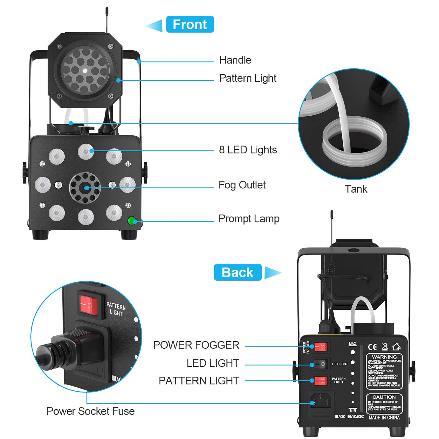 Hakuta Fog Machine with LED Projector Light