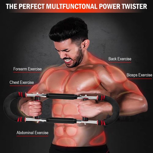 Latest-Gen Twister Arm Trainer, 40-100lb Adjustable Power Spring Workout Bar, Forearm Triceps Chest Exerciser Strengthener, Detachable Portable Home Fitness Equipment for Enhancing Upper Body Muscle