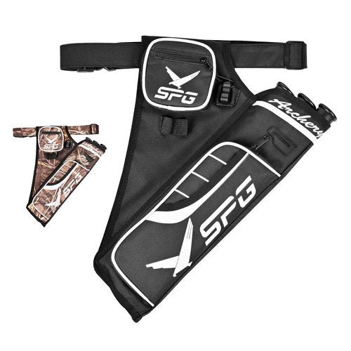 SPG Arrow Quiver Archery Hip Quiver, Durable Adjustable Waist Belt Three Arrows Tube for Arrow Storage Compound Bow Recurve Bow Accessories (Black)