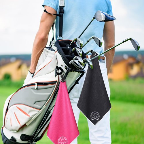 She's Pink Magnetic Golf Towel for Men - 18" X 18" Golf Balls & Clubs Cleaning Towels - Golf Accessories for Men and Women - Golf Gifts for Golfers (Black)
