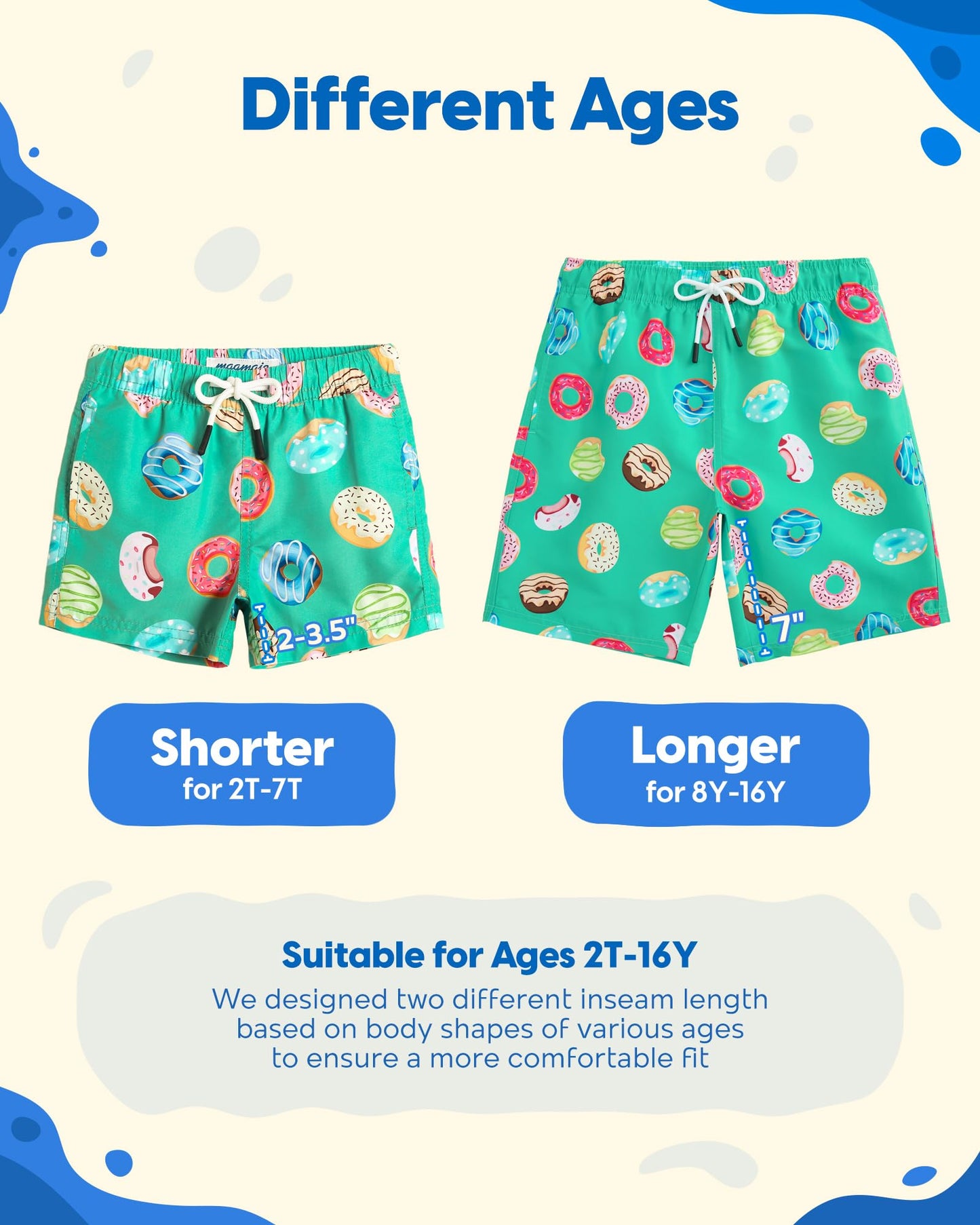 maamgic Boys Swim Trunks Toddler Swim Shorts Little Boys Bathing Suit Swimsuit Toddler Boy Swimwear,Doughnut-Green,5 T