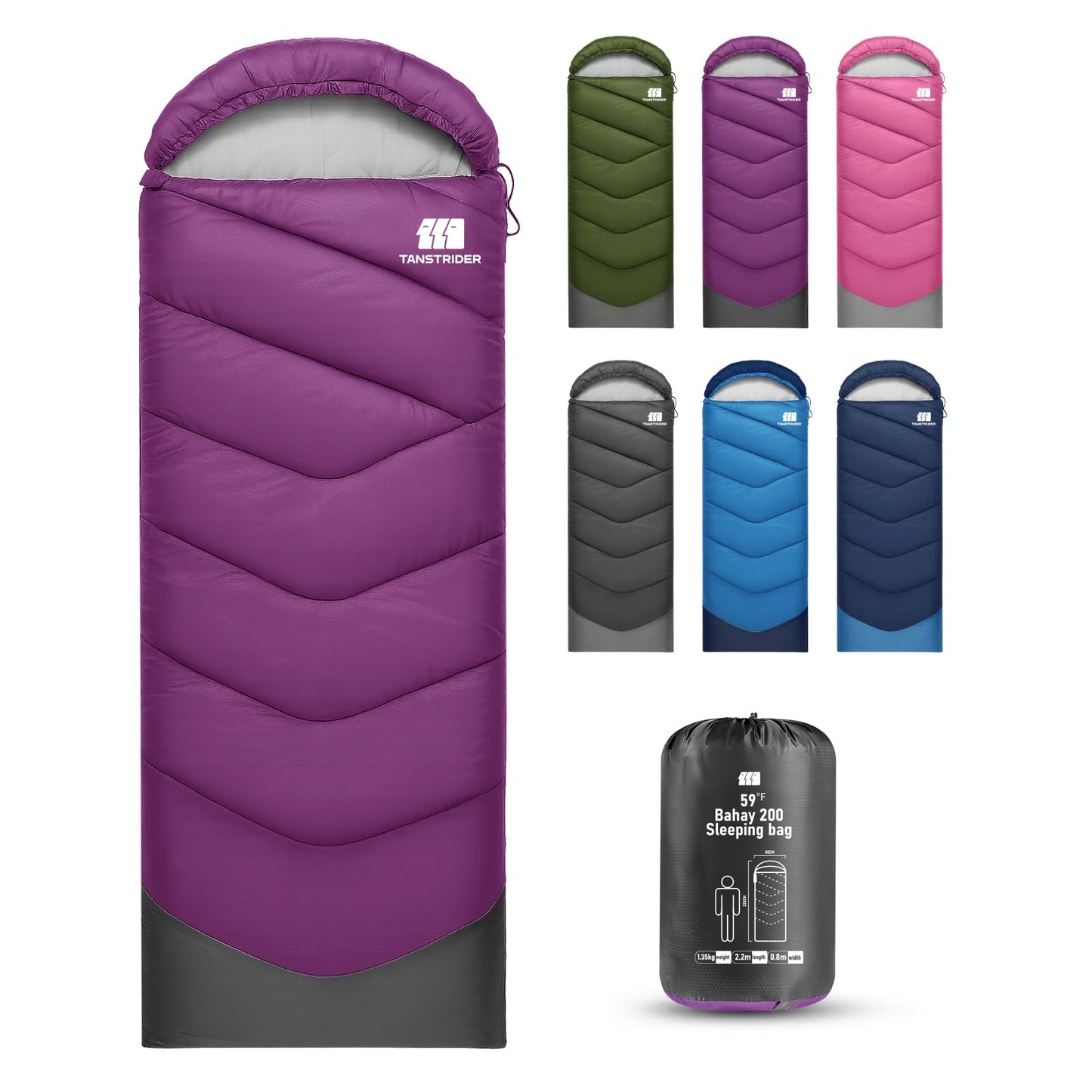 TANSTRIDER Sleeping Bags for Adults Warm Weather,3-4 Season 3lb Lightweight Sleeping Bag for Kids Girls Boys with Compression Sack,Camping Essentials Gear, Hiking,Travel,Backpacking,Outdoor & Indoor
