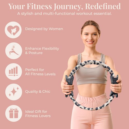 Activery Co. 12” Pilates Fitness Ring for Women – Non-Slip Magic Circle with Dual-Sided TPR Handles, Neoprene-Wrapped, Compact & Travel-Friendly Tool with Exercise Guide - Leopard Print