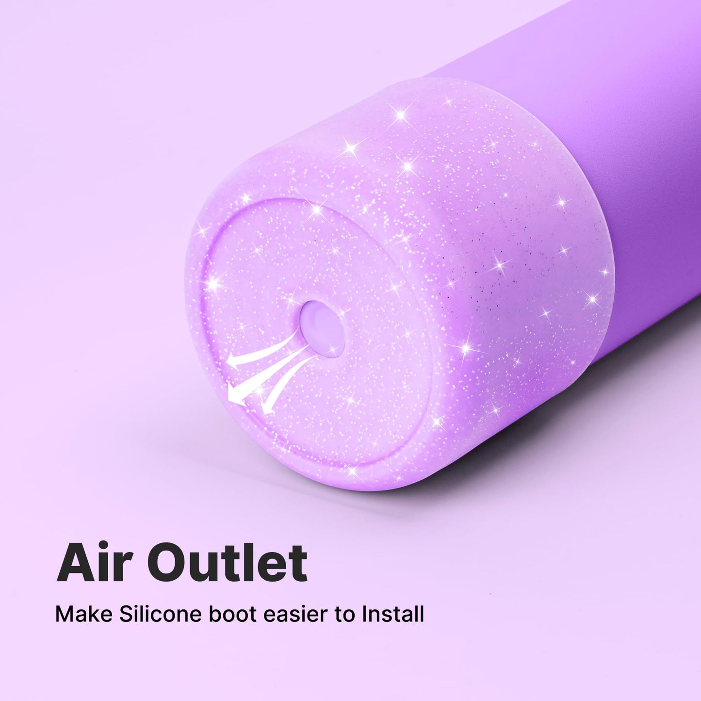 Diumepo Silicone Water Bottle Boot for Owala 24 oz 32 oz 40 oz, Anti-Slip Protective Sleeve for Owala Twist & FreeSip & Flip Stainless Steel Water Bottle, Boot Bottom Base(Glitter Purple)