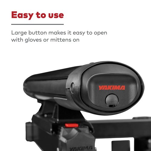 Yakima EXO SnowBank 5 Ski or 4 Snowboard Universal Car Mount Travel Roof Rack with Double Joint Hinge, SKS Lock, and 1 Button Access, Black
