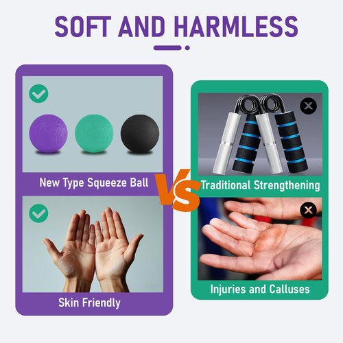 RIDEHILL 3 Pack Stress Balls for Adults, Squeeze Balls for Hand Therapy, Hand Strengthening Devices with Different Resistance Levels for Finger Forearm Wrist Exercise Relaxation and Pain Relief