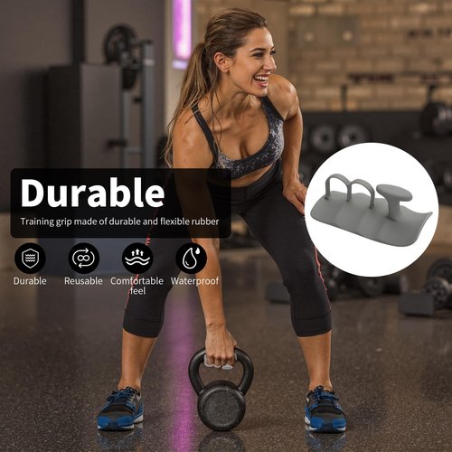lezecur 1 Pairs Weight Lifting Grips for Men/Women - Anti-Slip Rubber Gym Grips for Deadlifts, Pull-Ups, Dumbbell, Barbell - Palm Protection Workout Gloves for Bodybuilding, Crossfit (Grey)