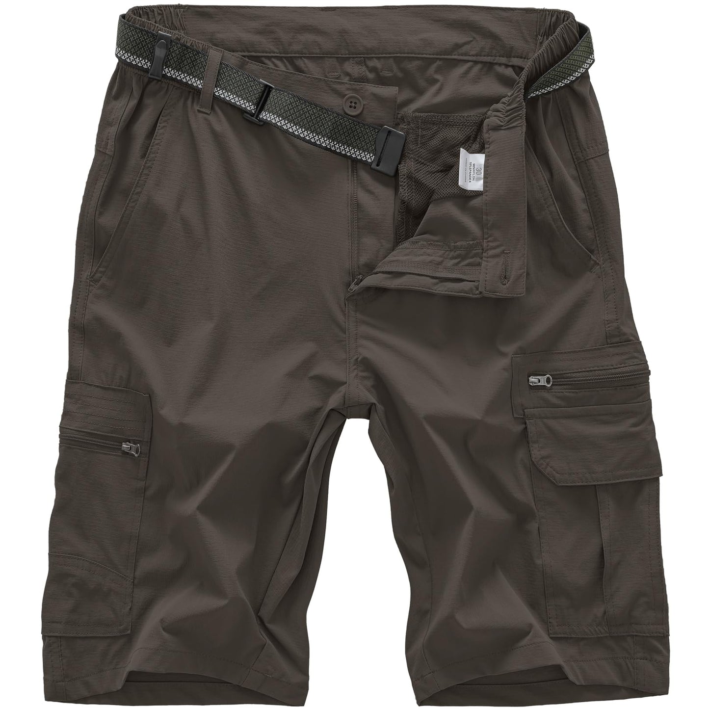 Jessie Kidden Mens Outdoor Casual Expandable Waist Lightweight Water Resistant Quick Dry Fishing Hiking Shorts (6222 Dark Brown 38)