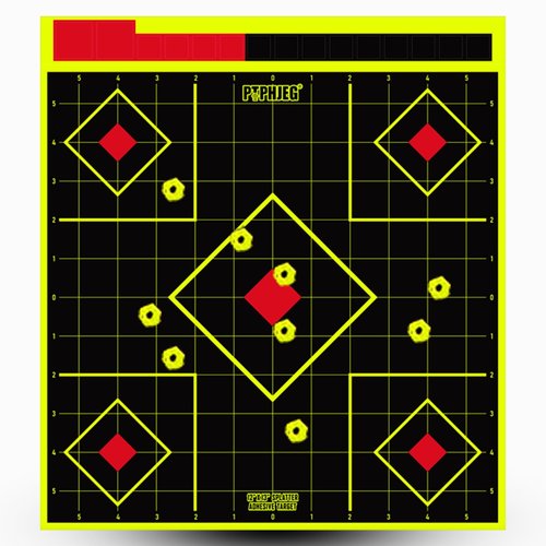 PTPHJEG 12x13 Inch Splatter Adhesive Fluorescent Yellow Shooting Target Stickers - Compatible with Handguns, Rifles, BB Guns, Airsoft, Pellet Guns (25 Pack)